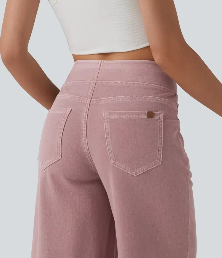 Halara Flex med hög midja vida ben färgglad vardagsjeans med fickor