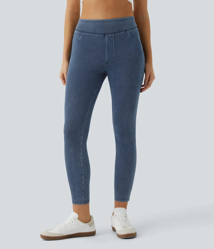 Lyckera Flex högmidjad ficka denim vardagsleggings