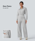 Slagkrage dragkedja långärmad vardaglig jumpsuit med fickor-Easy Peezy