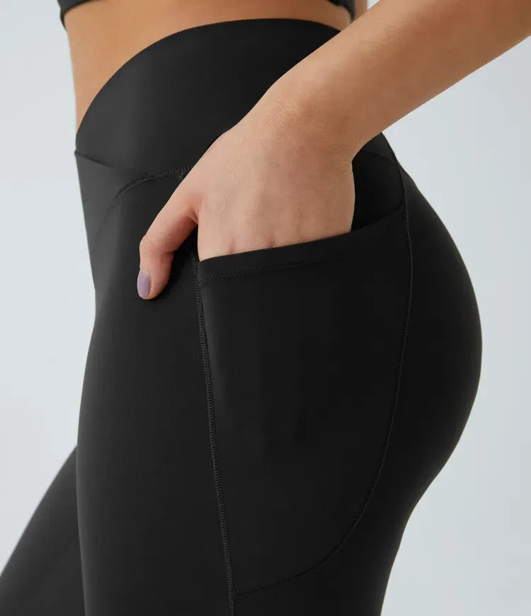 Patitoff 2.0 motståndskraftig mot djurhår med hög midja omlott sidoficka yogaleggings