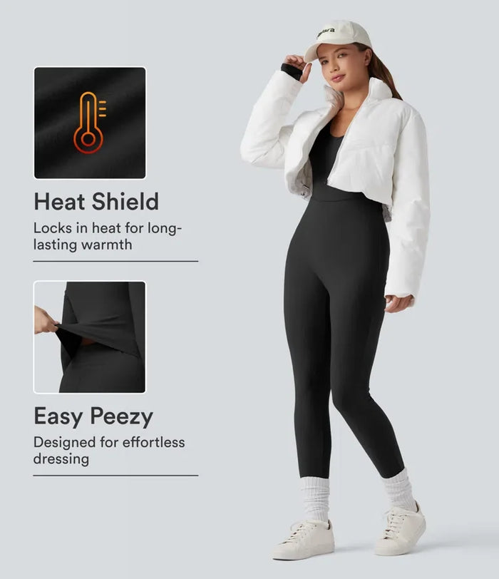 Lyckera HeatCore V-ringad långärmad tumhål skinny vardaglig värmande jumpsuit-Easy Peezy