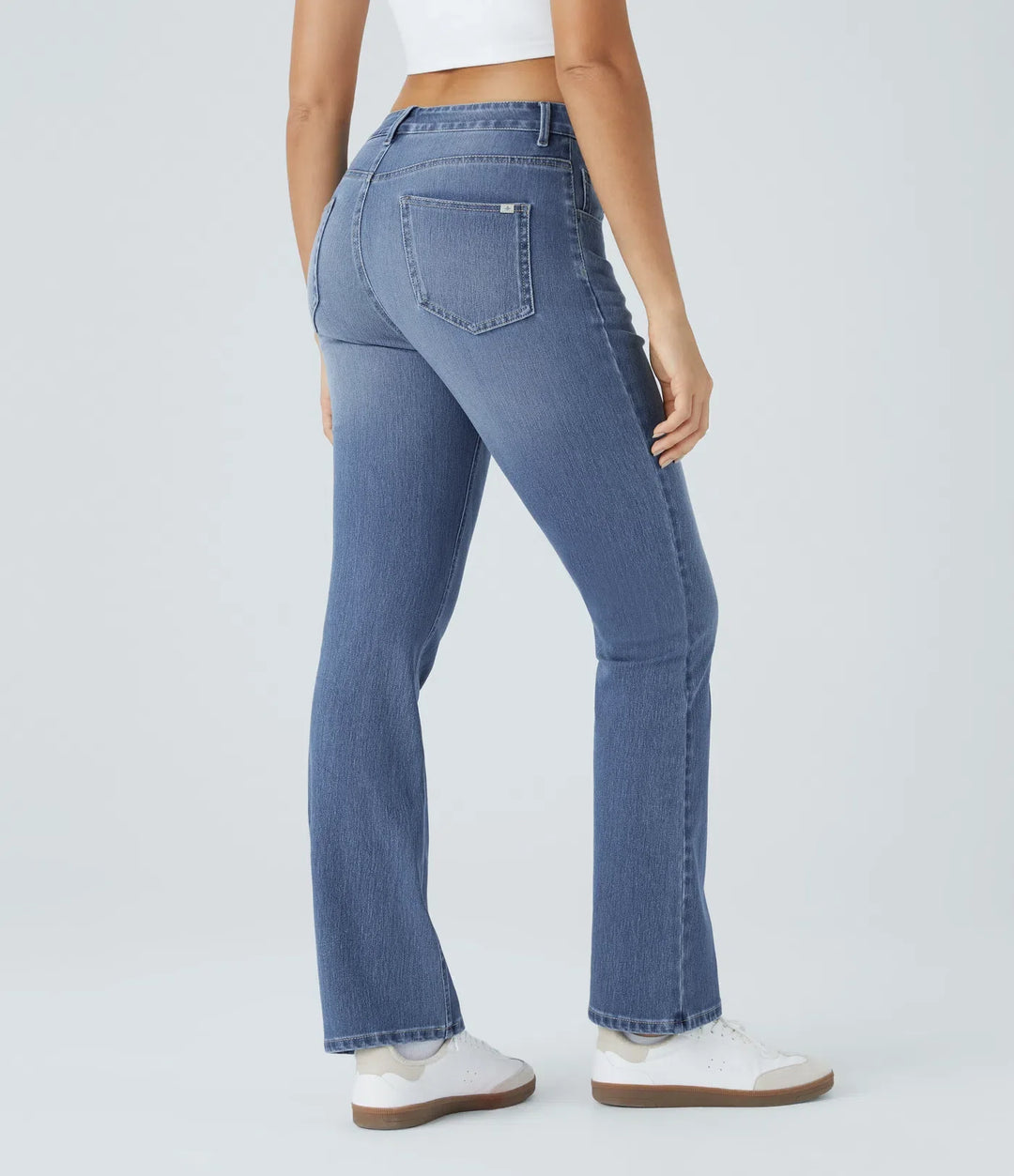 Halara Flex med hög midja och fickor tvättad för vardag bootcut jeans