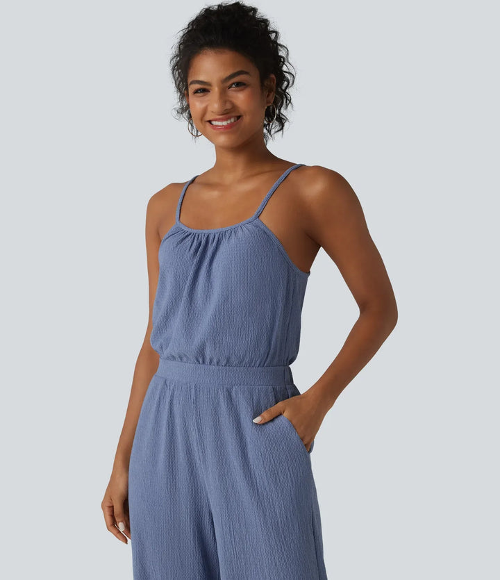 Vida ben vardaglig slip jumpsuit med fickor-Easy Peezy Edition
