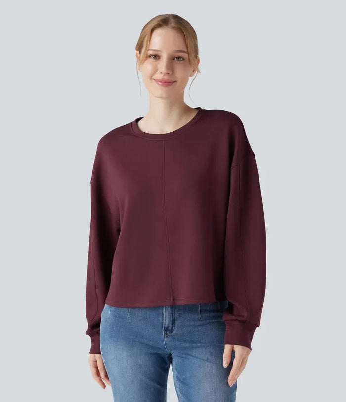 Rund hals långärmad hög-låg vardaglig sweatshirt