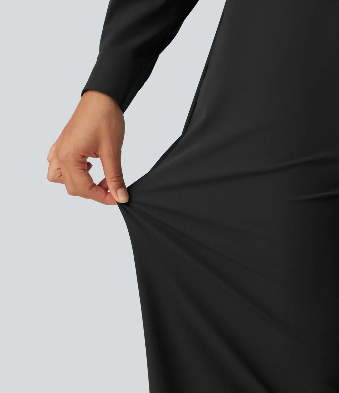Långärmad raka ben arbetsskjorta jumpsuit med fickor-Easy Peezy Edition