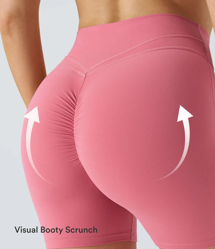 SoftlyZero Plush med hög midja omlott rynklad yogashorts 5&
