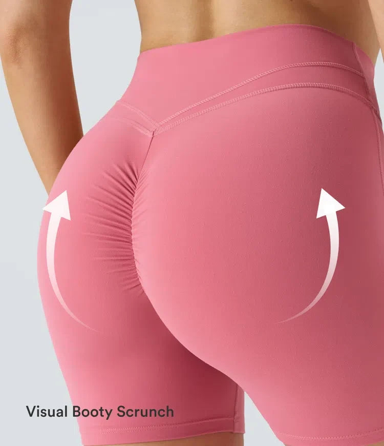 SoftlyZero Plush med hög midja omlott rynklad yogashorts 5&