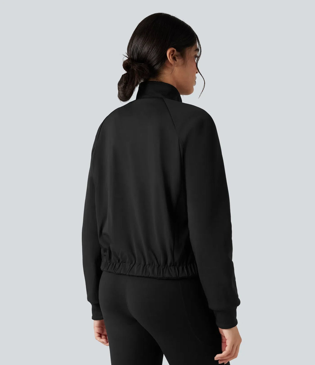Vändbar hög hals långärmad fleece vandringsjacka med fickor (två looks i en)