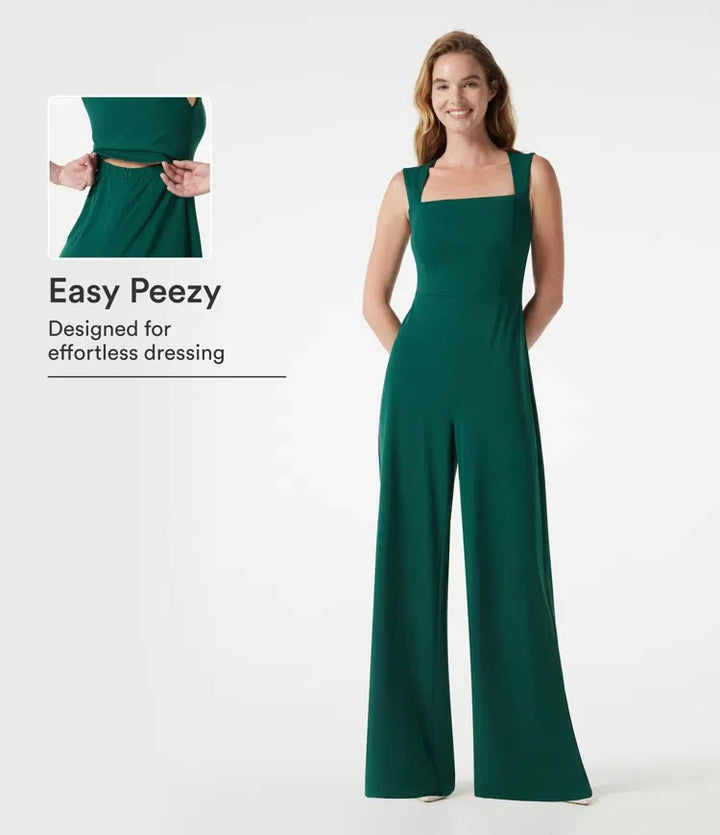 Fyrkantig halsringning inbyggd BH ärmlös jumpsuit-Easy Peezy Edition