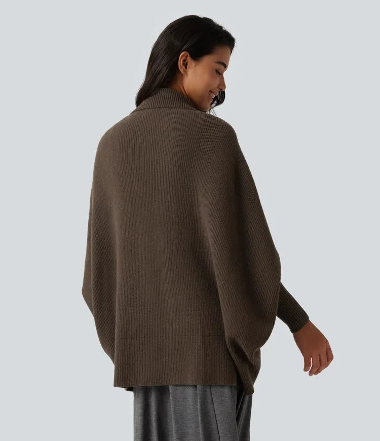 Öppen front nedhasad lång fladdermusärm vardaglig cardigan