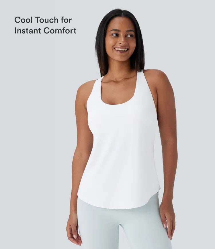 U-ringning rundad nederkant InstantCool yogalinne – UPF50+