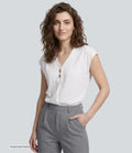 V-ringning holkärm dekorativ blus för arbete