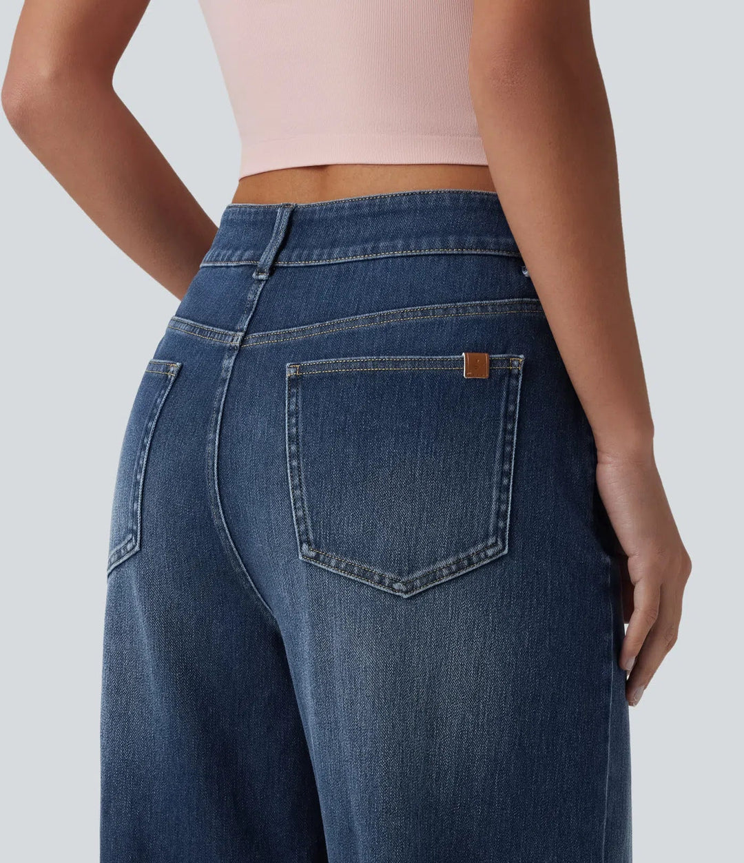 Halara Flex asymmetrisk med medelhög midja vida ben vardagsjeans med fickor
