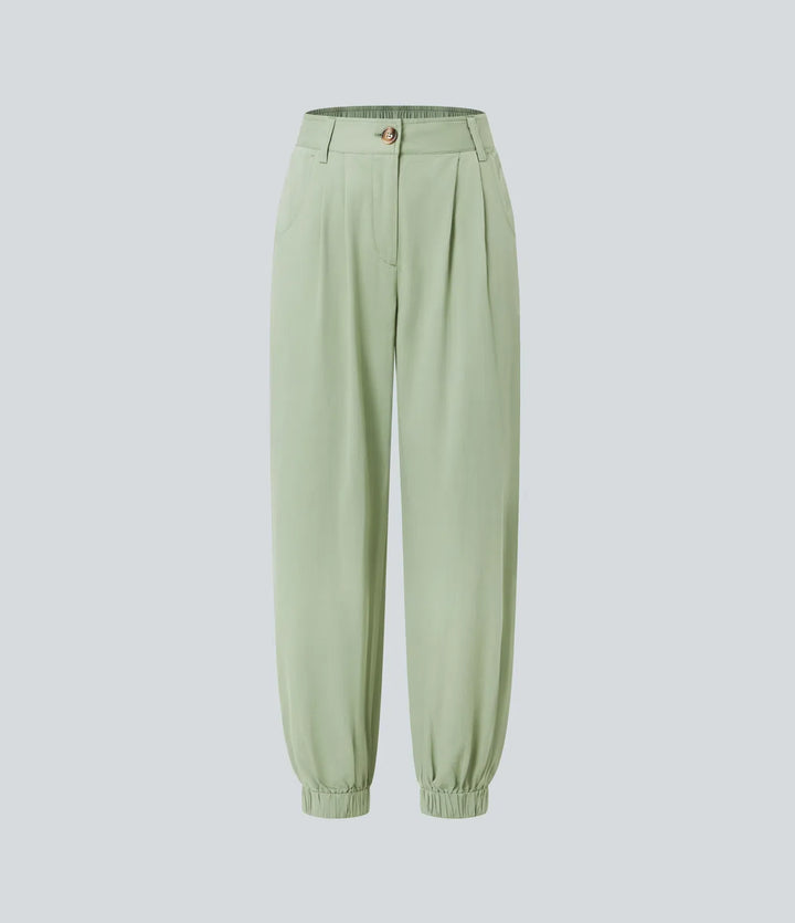 Medelhög midja vardaglig joggers med fickor