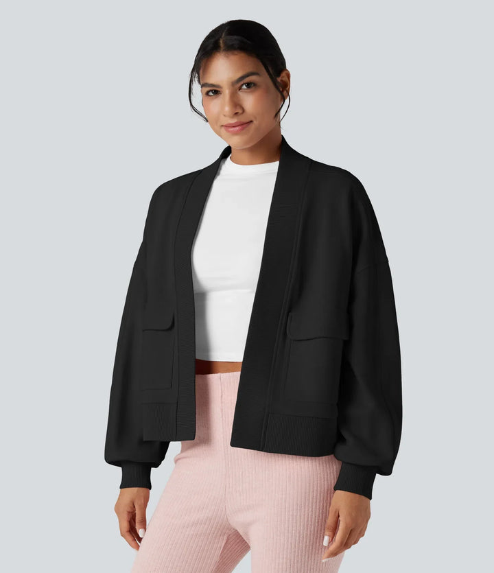 Långärmad vardaglig oversized bomull sweatshirt med fickor