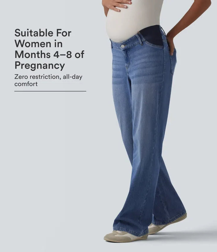 Halara Flex med medelhög midja raka ben gravid vardagsjeans med fickor