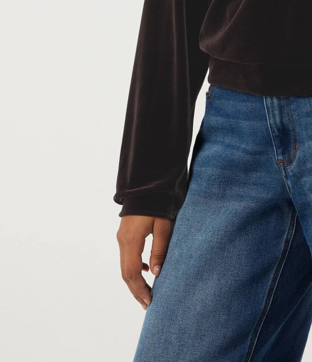 Rund hals långärmad sammet vardaglig sweatshirt