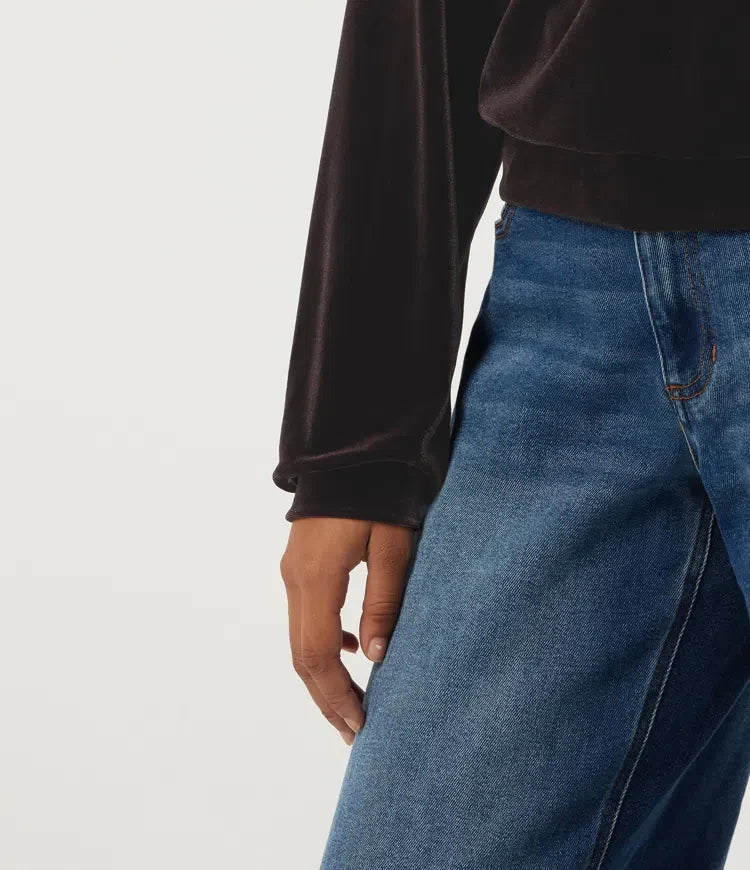 Rund hals långärmad sammet vardaglig sweatshirt