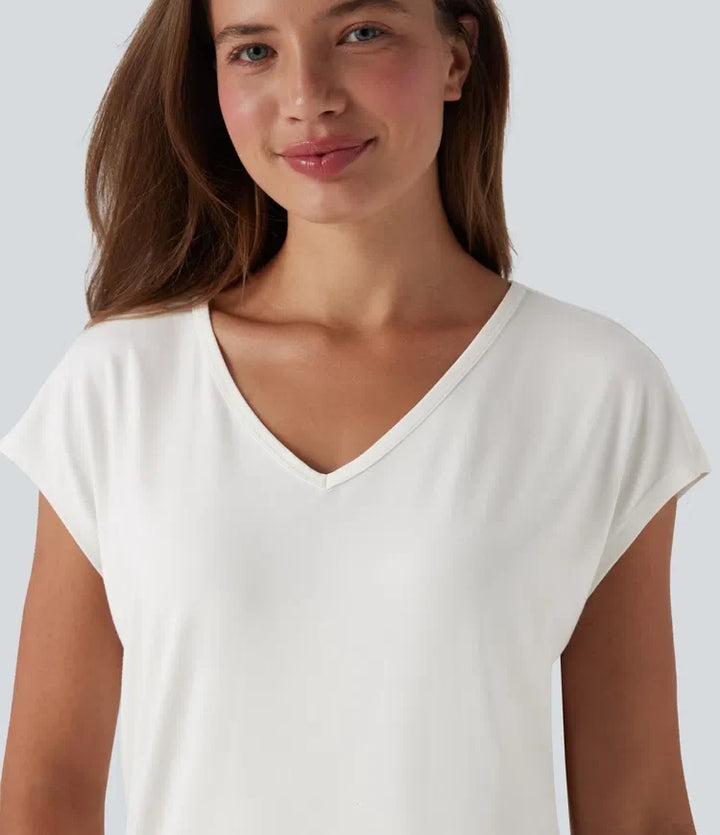 V-ringning kortärmad T-shirt för vardag