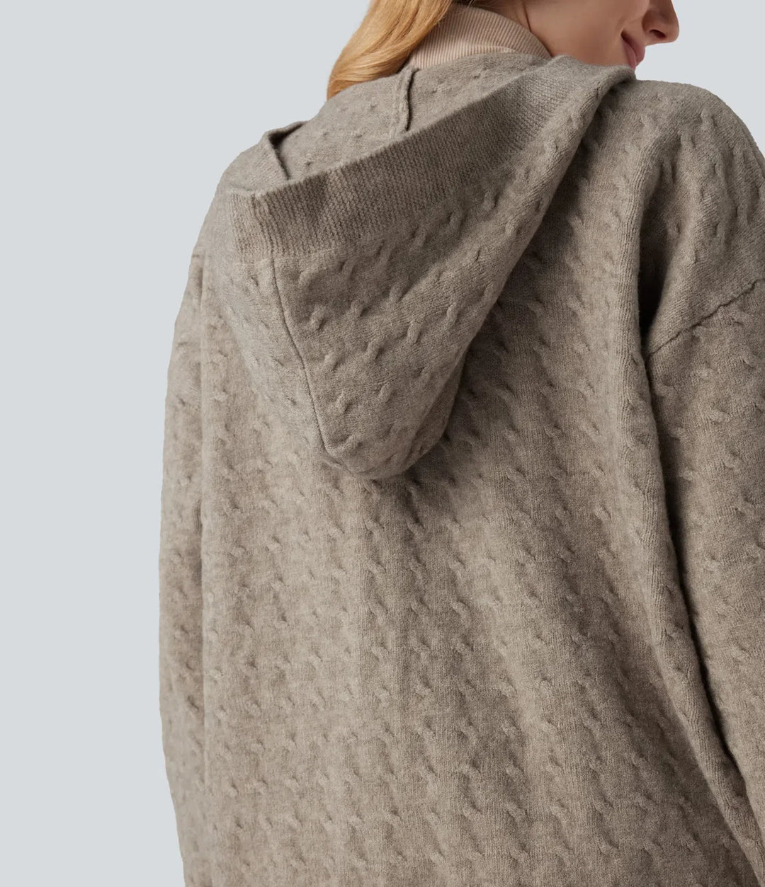 Med huva öppen front långärmad vardaglig cardigan
