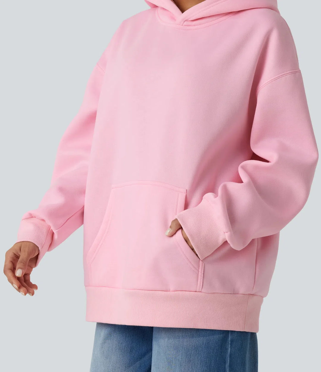 Med huva rund hals långärmad vardaglig sweatshirt med ficka