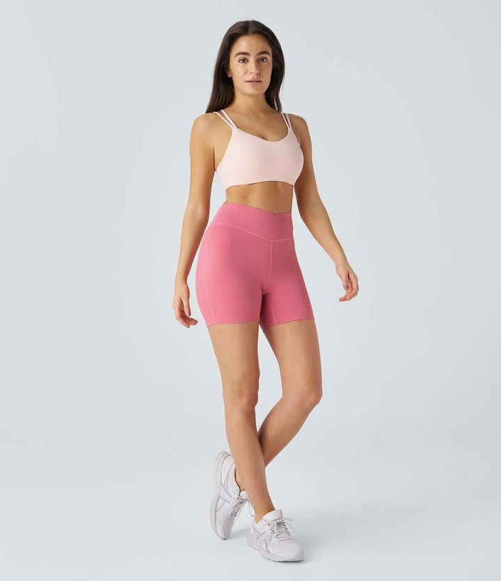 SoftlyZero Plush med hög midja omlott rynklad yogashorts 5&