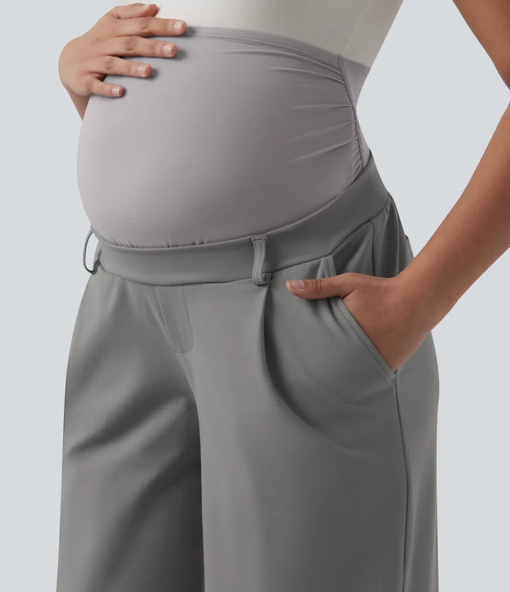 Lyckera Flex DayStretch superhög midja raka ben arbete mamma byxor med fickor