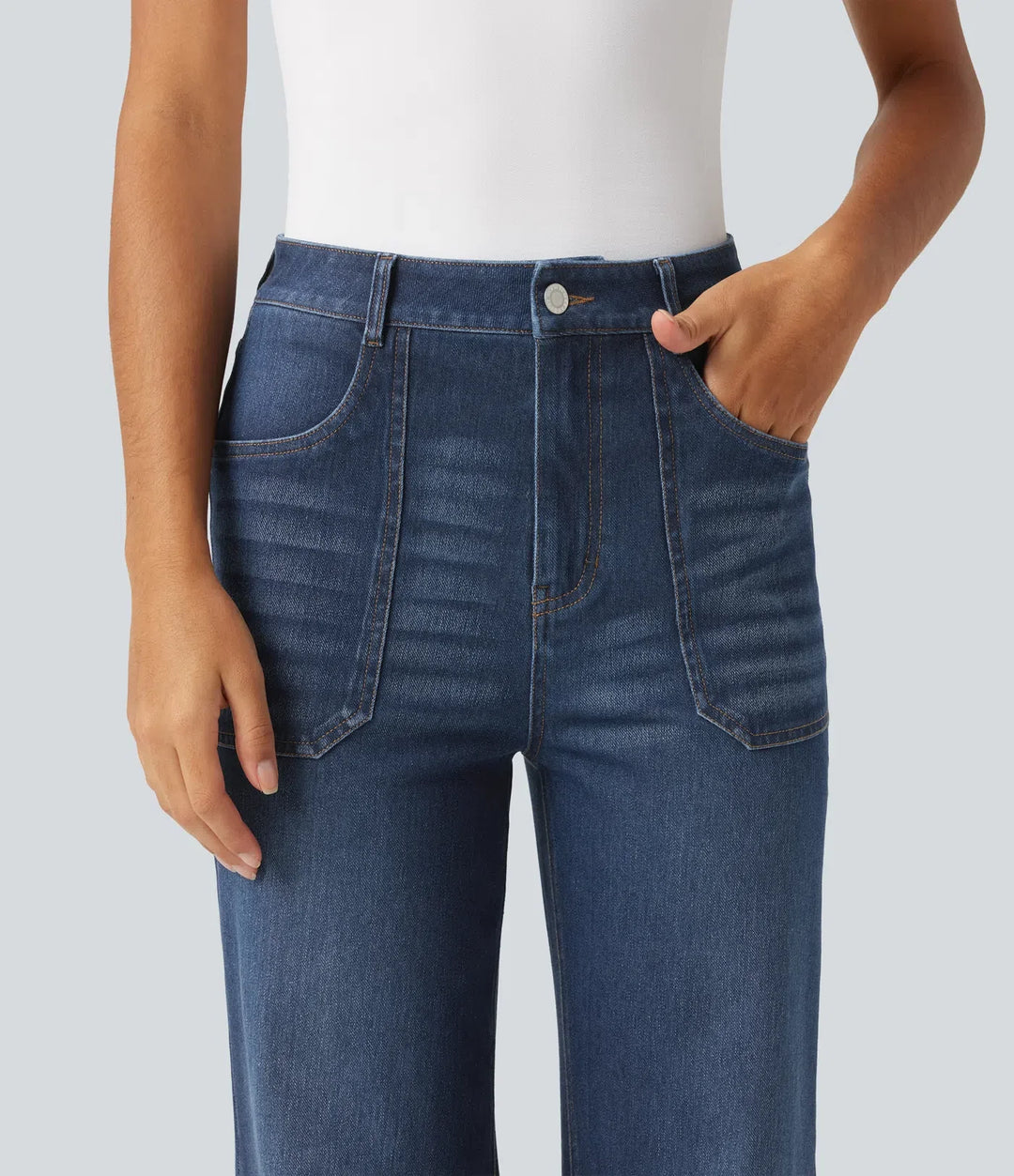 Lyckera Flex högmidjad utsvängd jeans med fickor