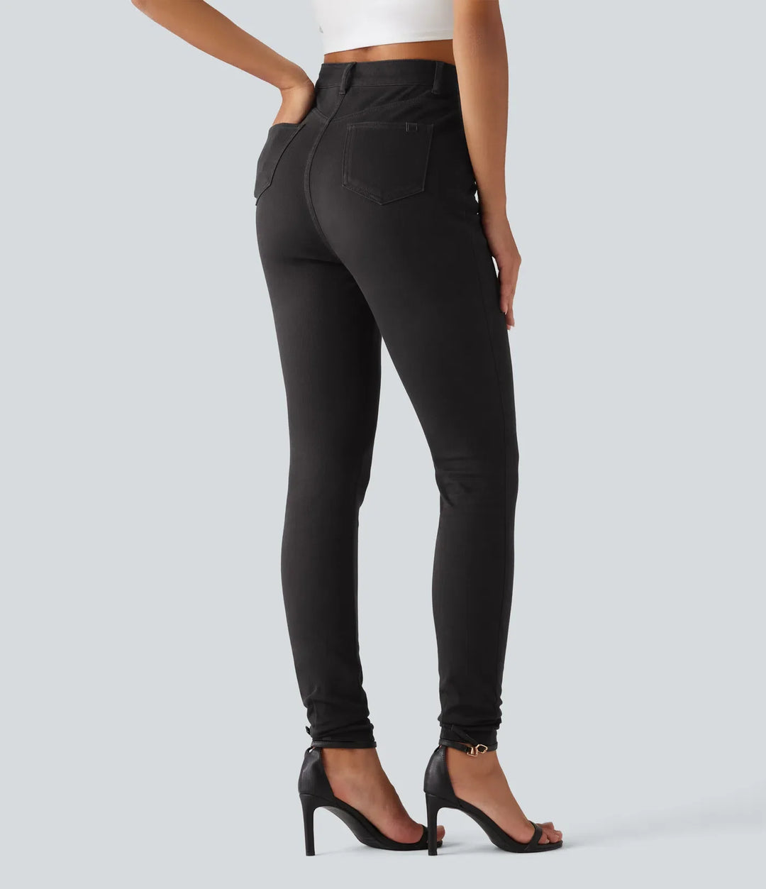 Halara Flex med hög midja smal vardagsjeans med fickor