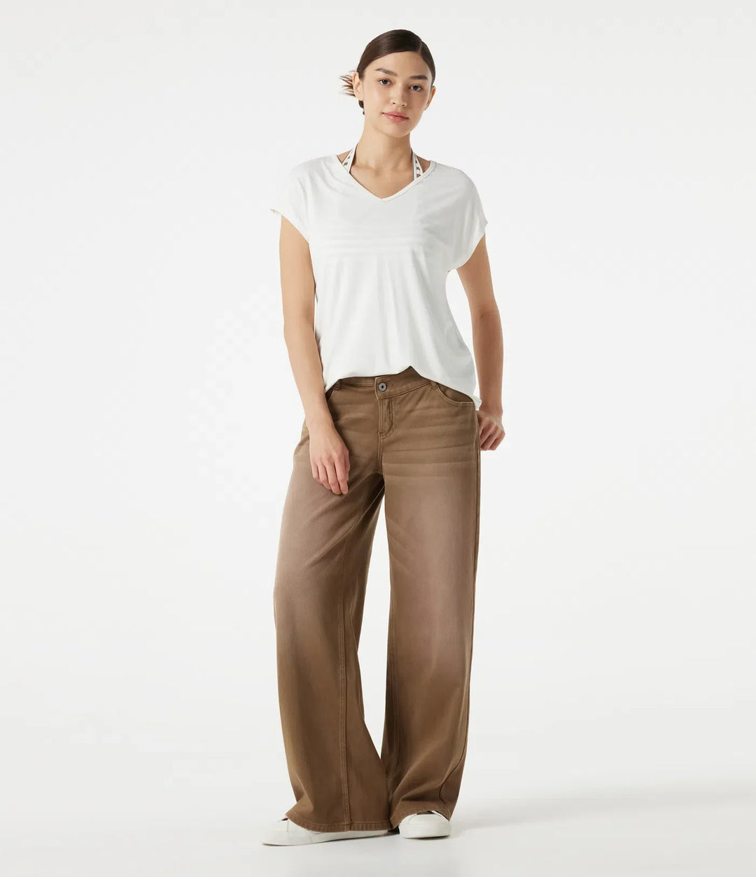 Halara Flex asymmetrisk med låg midja vida ben färgglad tvättad vardagsjeans med fickor