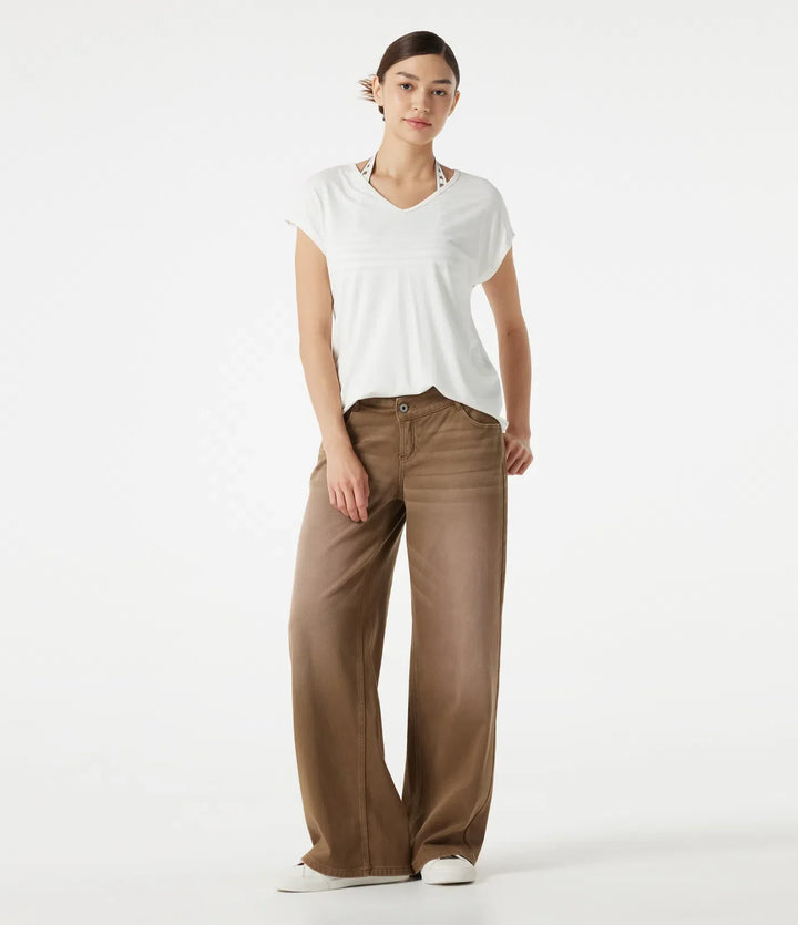 Halara Flex asymmetrisk med låg midja vida ben färgglad tvättad vardagsjeans med fickor