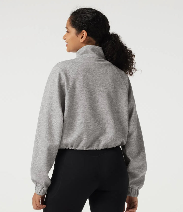 Halvpolo långärmad dragsko vardaglig sweatshirt