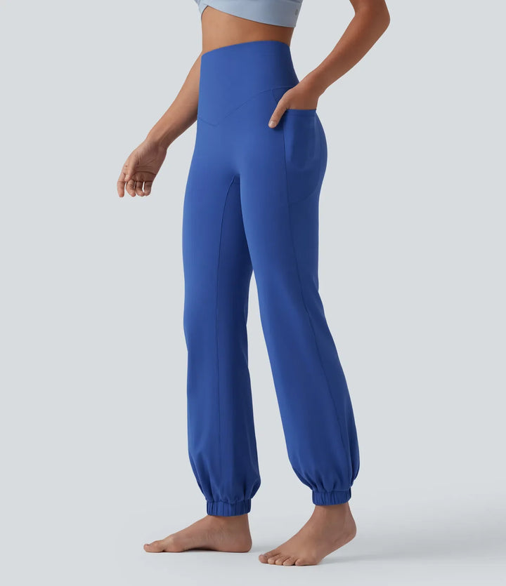 SoftlyZero med hög midja och magkontroll dans ballongmodell joggingbyxor med fickor