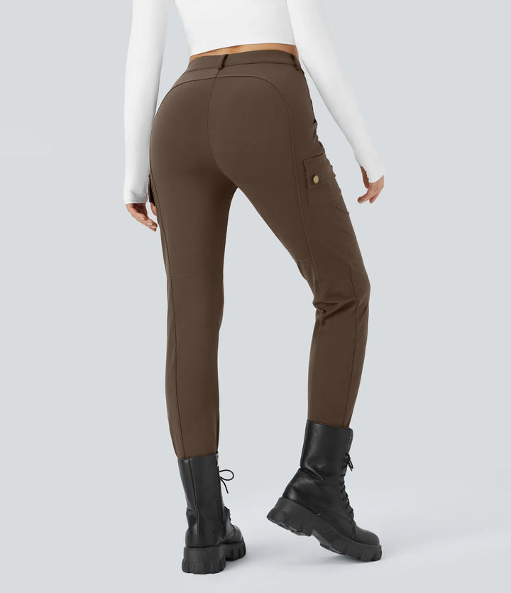 DayStretch högmidjad dragkedja fickor enfärgad skinny cargo byxor