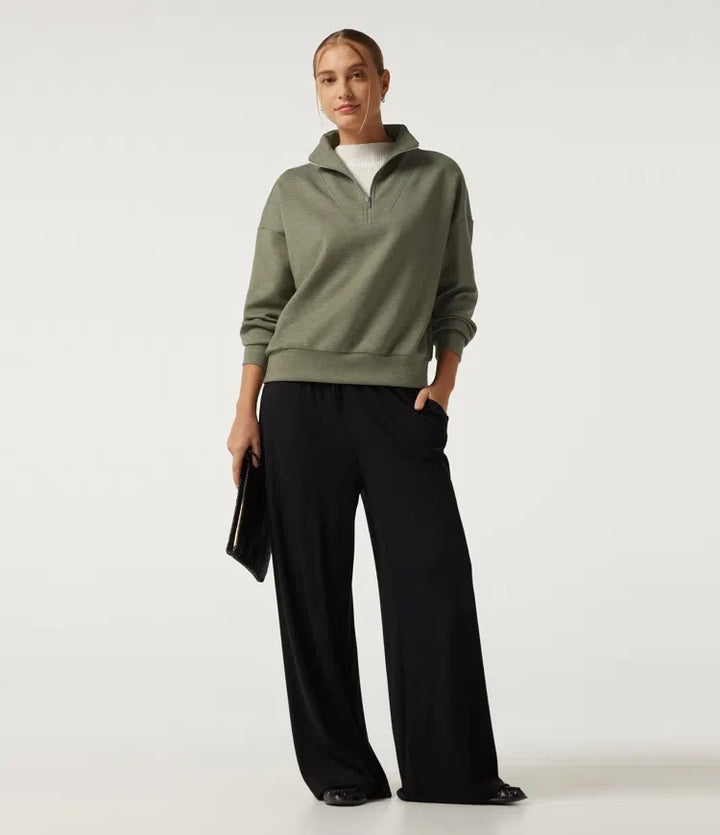 Halvpolo nedhasad halv dragkedja långärmad vardaglig sweatshirt