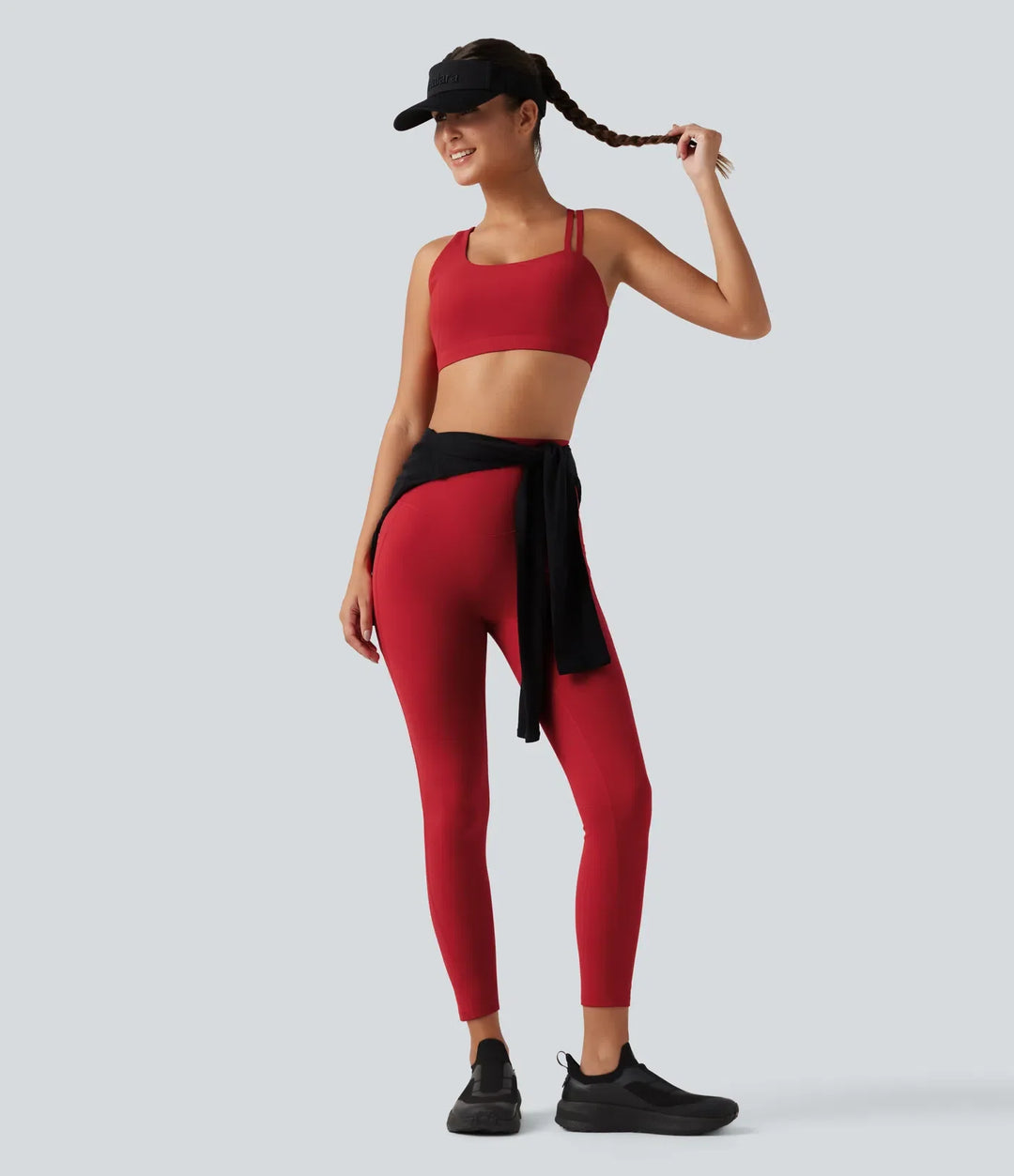 Halara UltraSculpt ribbad lätt stöd asymmetrisk utskuren detalj inbyggd bh löpning sport-bh
