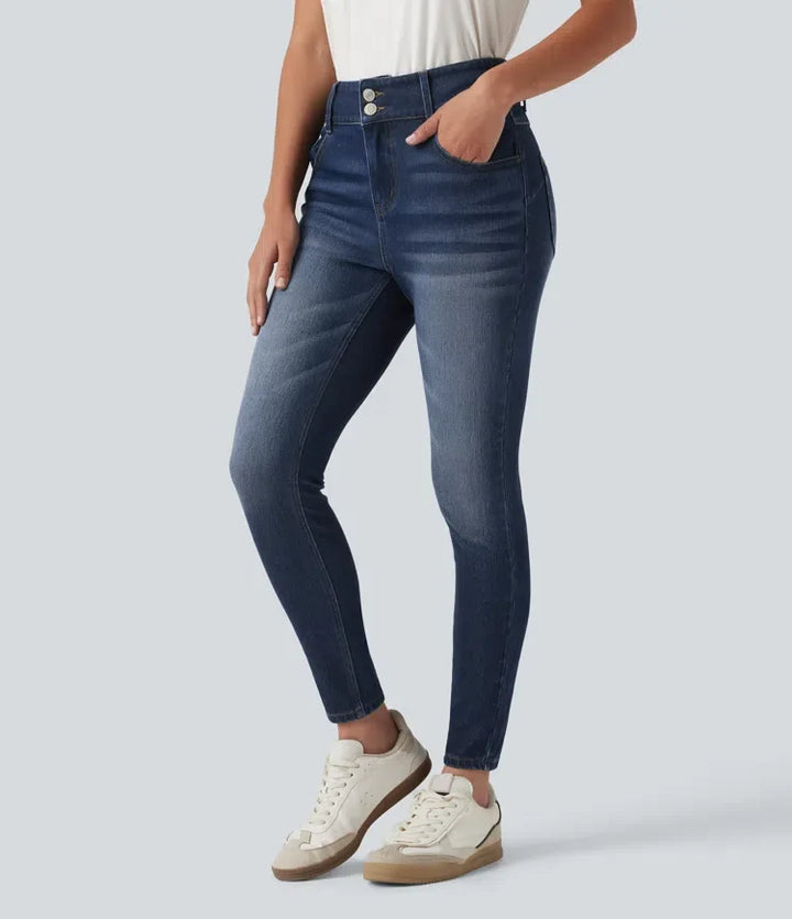 Halara Flex med medelhög midja smal vardagsjeans med fickor