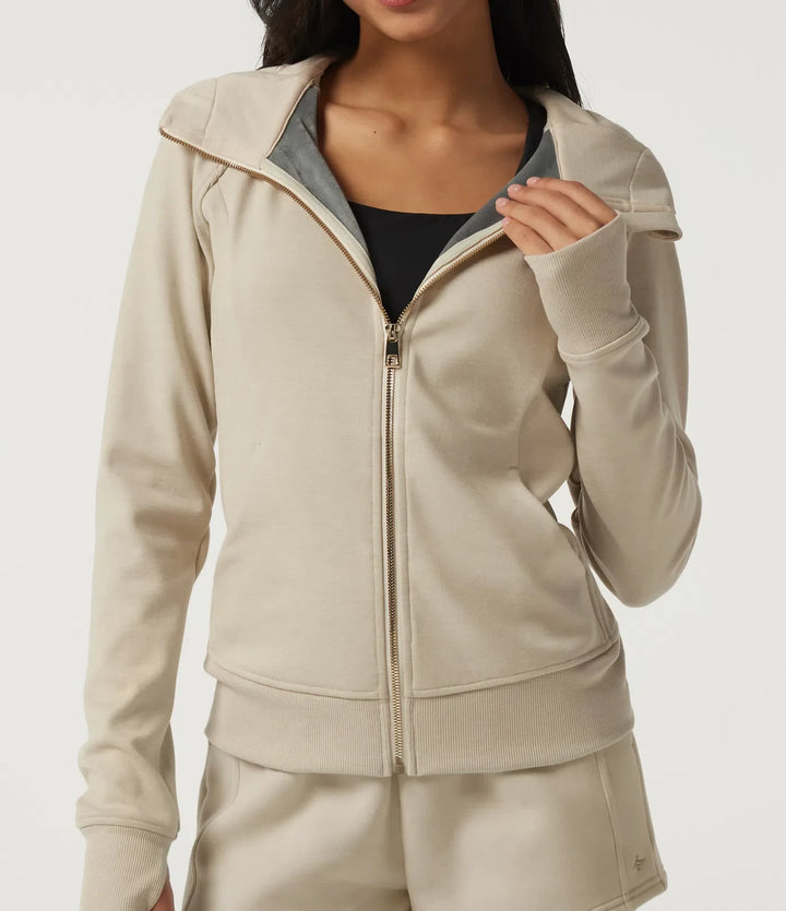 Med huva lång raglanärm fleece träning sweatshirt med fickor och tumhål