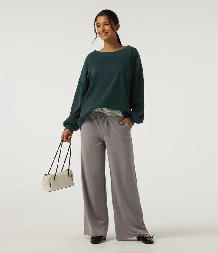 Rund hals långärmad fleece vardaglig sweatshirt