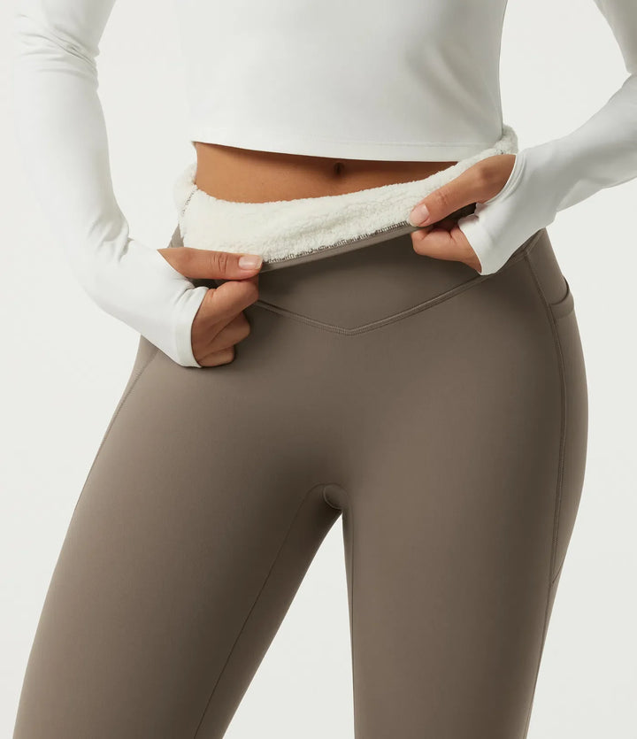 Lyckera UltraSculpt Heat högmidjad magkontroll fleece yogaleggings med fickor