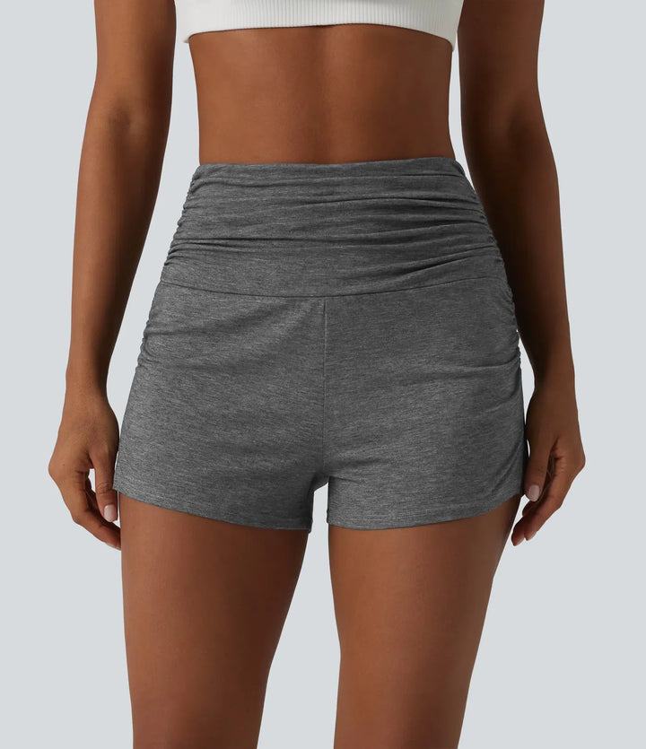 Högmidjad rynkat inbyggd underkläder vardagsshorts 2.5&