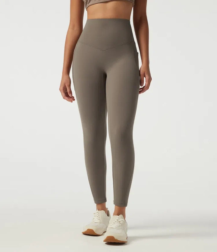 Lyckera UltraSculpt högmidjad magkontroll skinny fleece träningsleggings med fickor