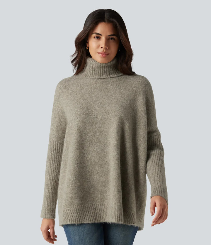 Hög hals långärmad oversized vardaglig tröja