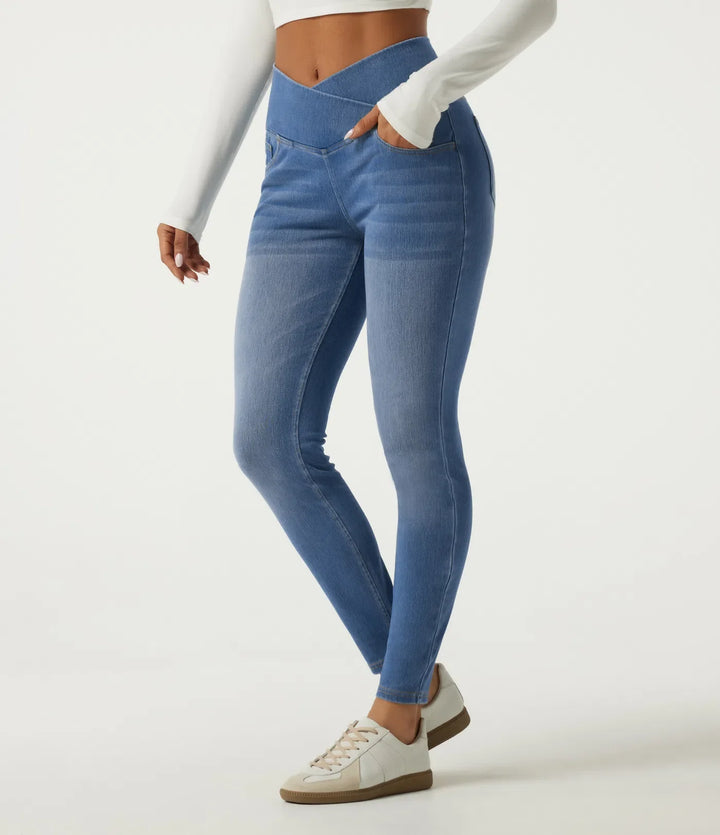 Lyckera Flex högmidjad magkontroll crossover skinny vardagsjeans med fickor