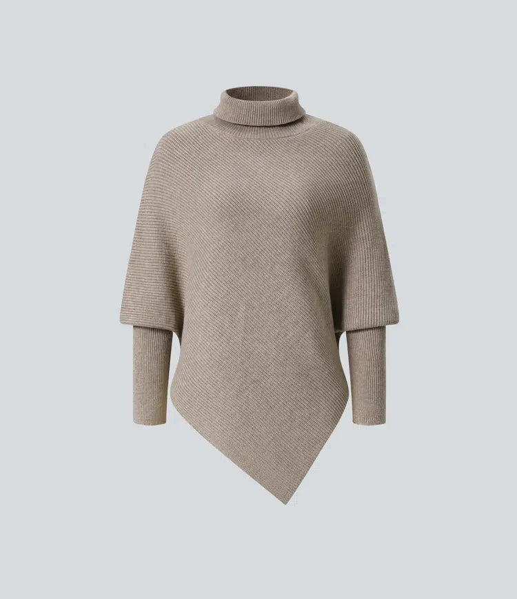 Hög hals långärmad asymmetrisk fåll arbetströja