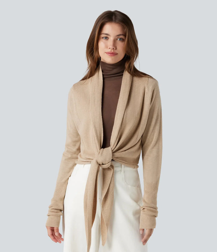Långärmad omlott vardaglig cardigan