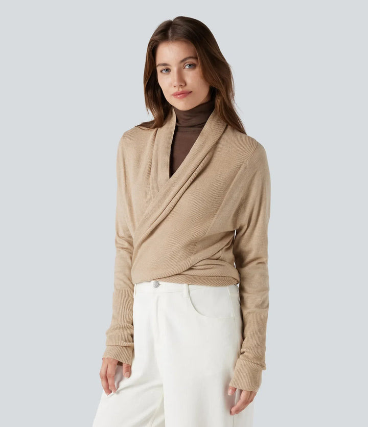 Långärmad omlott vardaglig cardigan