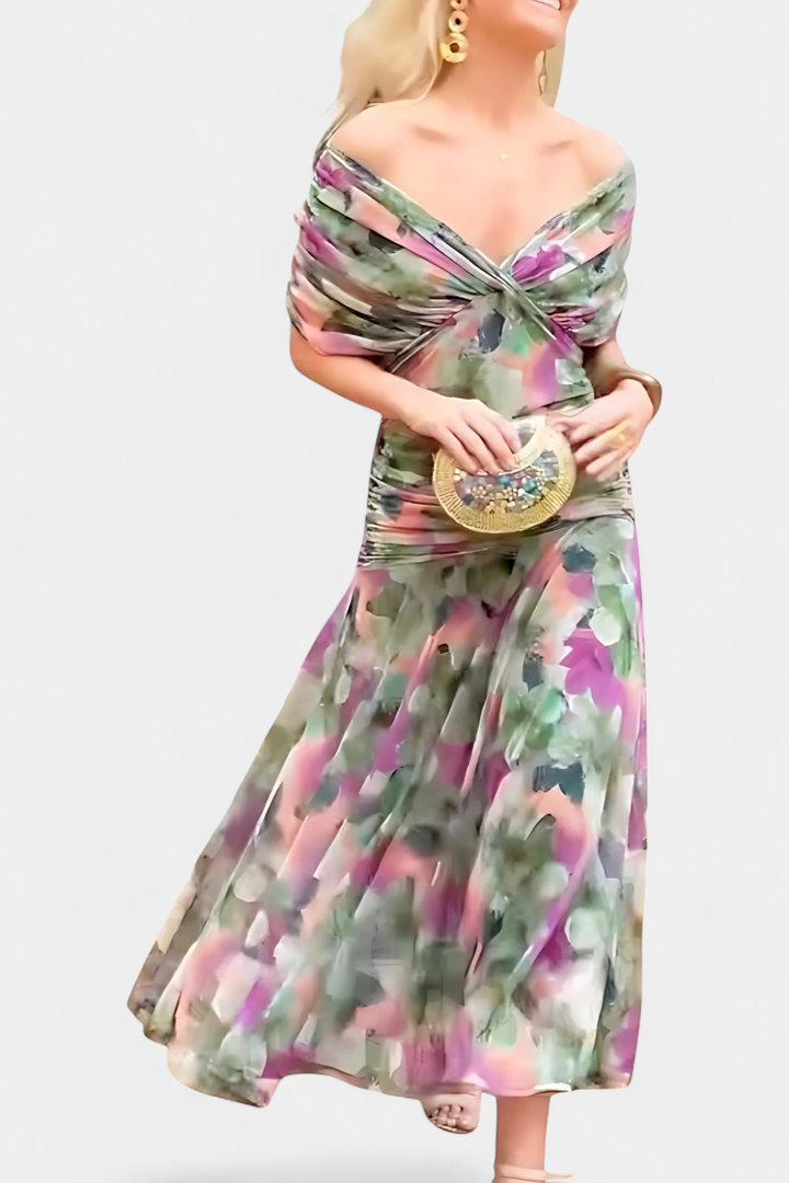 VALENTINA VILDBLOMMIG V-KLÄNNING