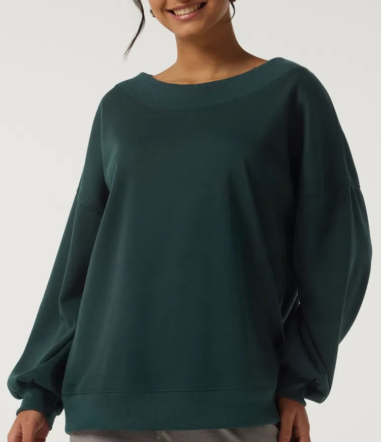 Rund hals långärmad fleece vardaglig sweatshirt