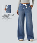 Lyckera Flex medelhög midja vida ben vardagsjeans med fickor